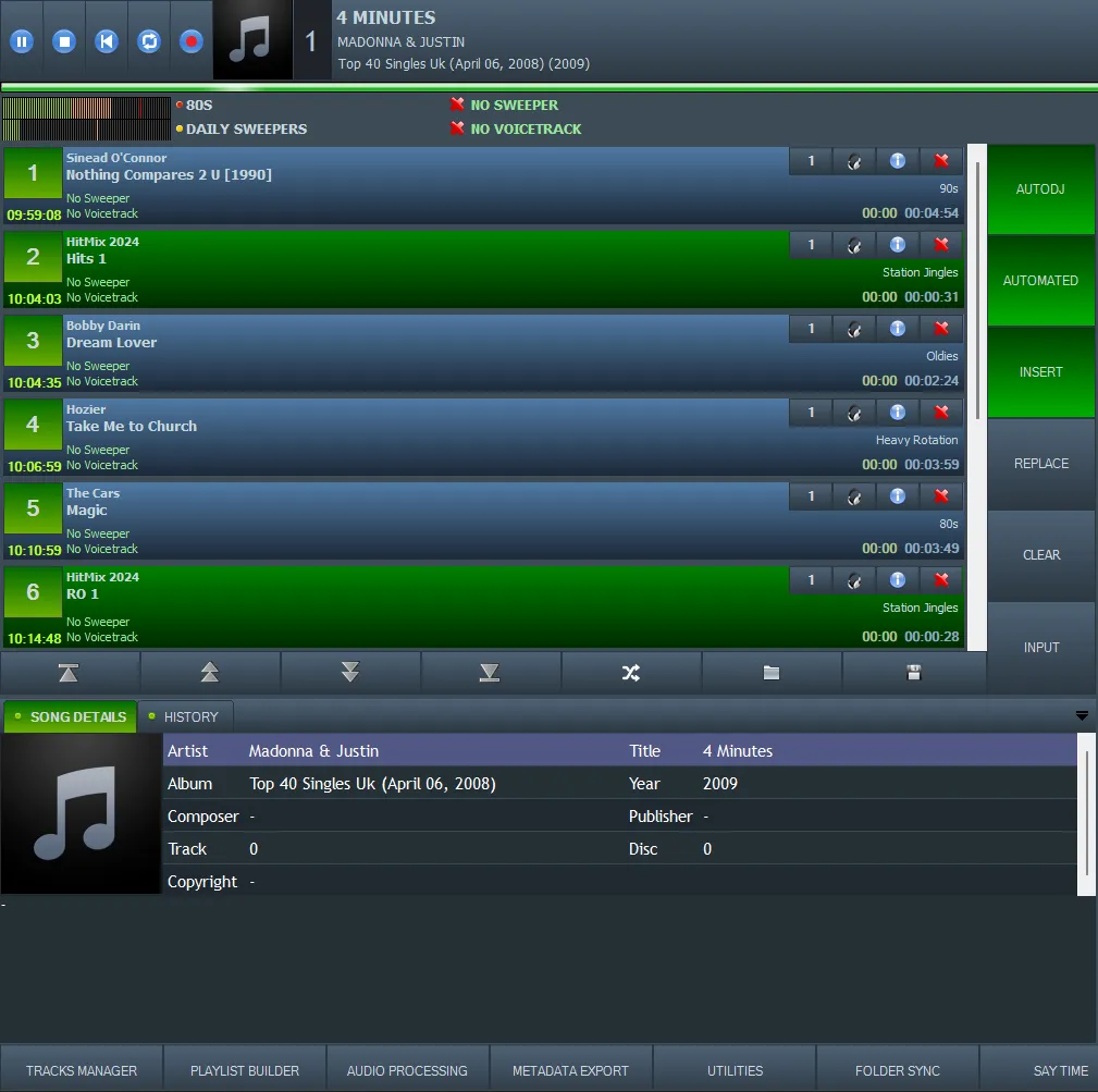 Interfaz del automatizador RadioDJ