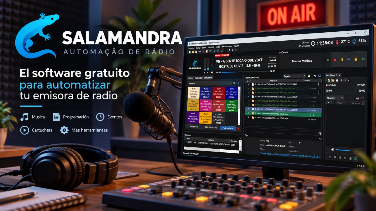 Salamandra, el software gratuito para automatizar radios FM, AM y online