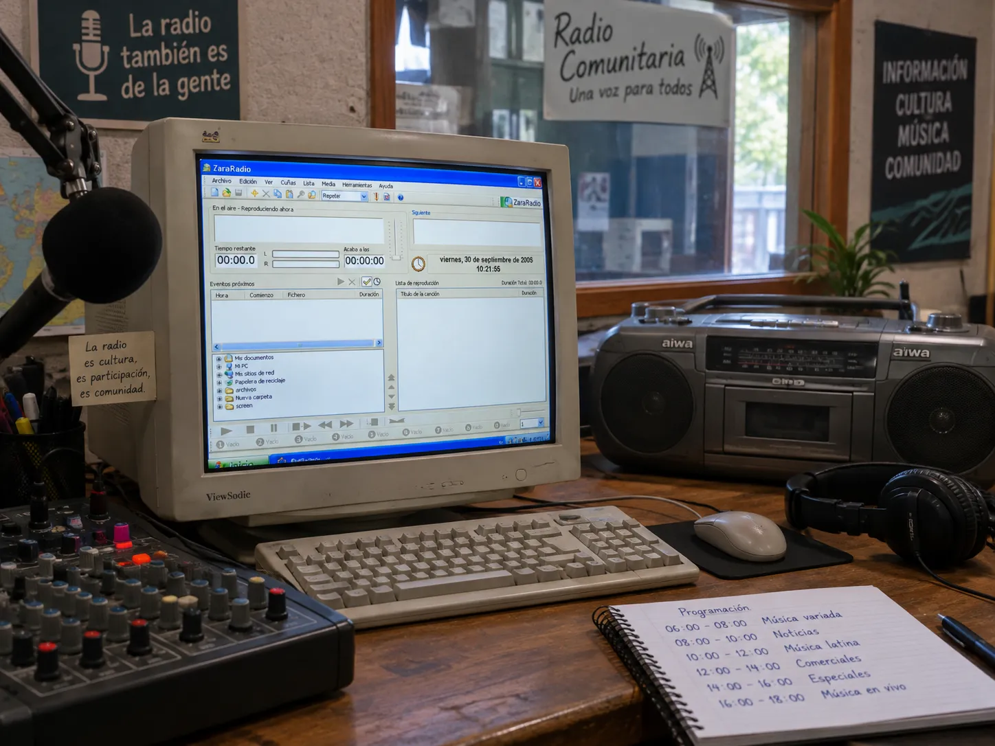 Estudio retro de radio comunitaria